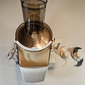 White Food Processor with Attachments